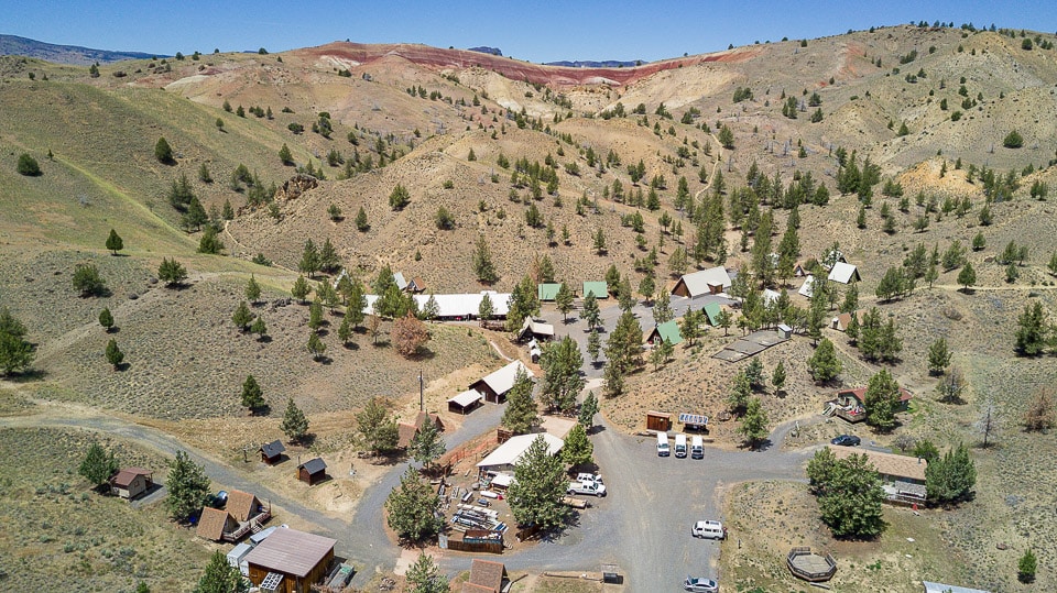 Aerial view of Hancock Field Station and the surrounding area in Fossil, Oregon.