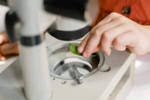Student using a microscope.