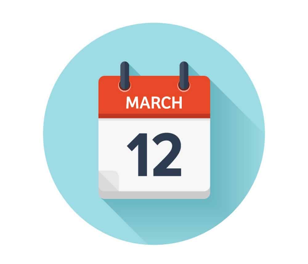 Icon of calendar turned to March 12