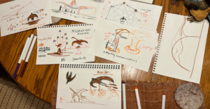 early drawings of possible migrations sculpture