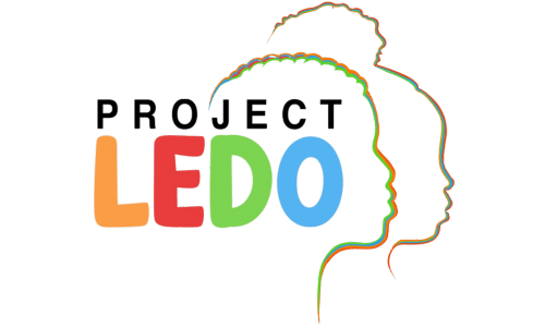 Project LEDO's Logo featuring colorful outlines of children's faces