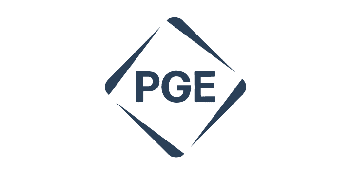 The PGE logo, blue.