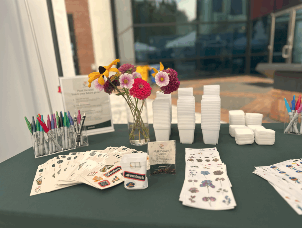 Embark's wildflower planting activity at the Oregon Science Festival
