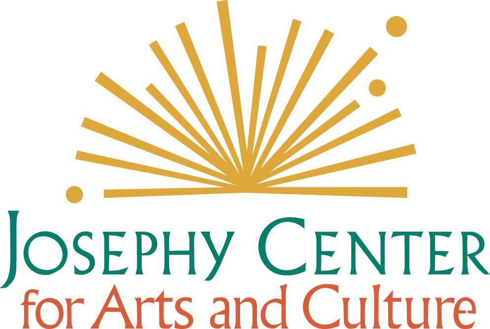 logo for The Josephy Center for Arts and Culture. has a white background with a sun burst