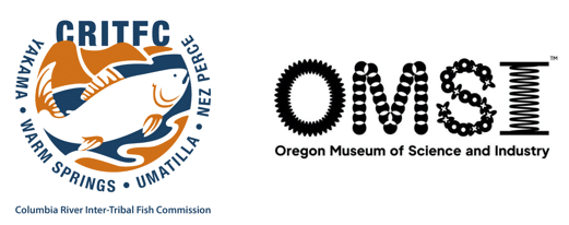 The logos for Columbia River Inter-Tribal Fish Commission (CRITFC) and the Oregon Museum of Science and Industry (OMSI)
